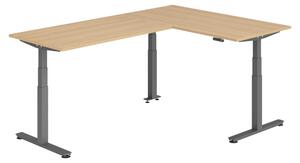 Scrivania angolare bümö regolabile elettricamente in altezza, forma a L - Struttura: grafite, finitura: rovere, dimensioni: scrivania angolare 160 x 240 cm