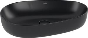 V&B Lavabo da appoggio ANTAO 65x40cm, asimmetrico, senza bacinella, nero puro C-plus
