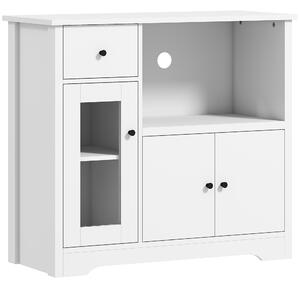HOMCOM Mobile da cucina con foro per cavi, cassettiera con 2 armadietti, vano aperto, cassetto, 80 x 35 x 72,2 cm, pannello truciolare, bianco | Aosom Italy
