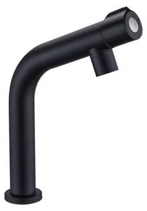 Miscelatore per lavabo in acciaio inossidabile, con arco medio, monocomando, solo acqua fredda, finitura opaca nera