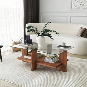 Tavolino da Salotto Marrone Noce Portariviste un Vano 105x60x40h cm, Forma Rettangolare - Tomiri