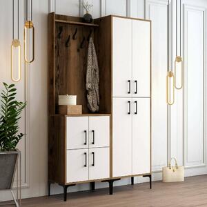 Mobile ingresso 4 ante noce e bianco 120x200h cm - Eufemia
