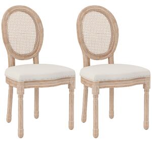 HOMCOM Set da 2 sedie da pranzo e cucina, design vintage, effetto intreccio viennese, 48x57x96 cm, Naturale e Crema | Aosom Italy