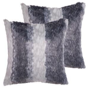 Set di 2 cuscini in acrilico grigio 45 x 45 cm boho tinta unita cerniera soggiorno camera da letto peloso Beliani