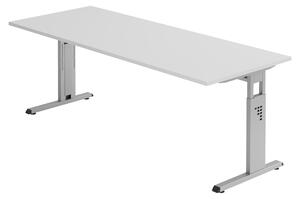 Bümö Scrivania Serie-O - Struttura: Argento, Finitura: Grigio, Dimensioni: 200 x 80 cm