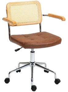 HOMCOM Sedia da ufficio poltrona girevole funzione inclinabile regolabile in altezza seduta girevole 60B x 55,5T x 82-90H cm marrone | Aosom Italy