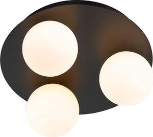 QAZQA - Bagno moderno I bagno plafoniera esterna I plafoniera I lampada I apparecchio nero 3 luci - Cederic I illuminazione esterna - acciaio rotondo - LED adatto G9
