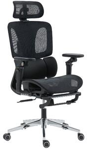 HOMCOM Sedia da ufficio ergonomica con Schienale e poggiatesta regolabili, Braccioli 6D e Poggiapiedi Rete, 71x67x133 cm, Nero | Aosom Italy