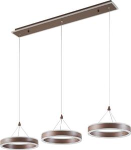 Lucande LED lampada a sospensione Kolo, 114 cm, 3 luci, marrone, dimmerabile