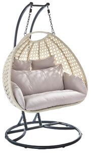 Kobolo Cesto sospeso Poltrona sospesa BIG in polyrattan per due persone, incl. telaio e cuscini | Lettino prendisole Mobili da giardino Mobili da balcone Poltrona lounge Lettino