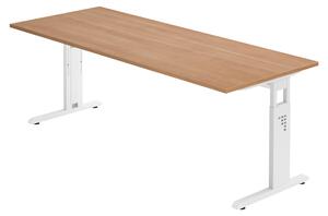 Scrivania bümö Serie O - Finitura: noce, struttura: bianca, dimensioni: 200 x 80 cm