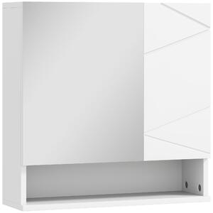 Kleankin Armadio a parete con specchio per bagno mobiletto contenitore 2 ante, 55x17x55 cm, bianco | Aosom Italy