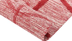 Tappeto in cotone trapunto a mano con motivo geometrico rosso 80 x 150 cm camera da letto soggiorno Beliani