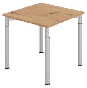 Bümö Scrivania Serie-Y - Struttura: argento, decorazione: rovere nodoso, dimensioni: 80 x 80 cm