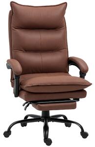 Vinsetto Sedia regolabile da ufficio con massaggio e riscaldamento, poggiapiedi, fino a 120 kg, 66x74x121,5 cm, Marrone | Aosom Italy