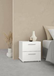 Comodino 2 cassetti bianco 40x40x42h cm - Apolla