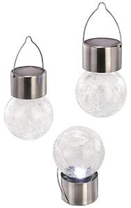 Lanterna solare da esterno CRACKLE BALL | SET di 3 luci a sospensione palla luce vetro rotto look luce albero appeso | illuminazione da giardino a LED luce da campeggio all'aperto | IP44 resistente alle intemperie bianco freddo 102308