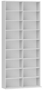 HOMCOM Scaffale per DVD, mobile porta CD, 14 ripiani regolabili, 18 scomparti, 175 cm, scaffale Blu-ray, pannello truciolare, bianco | Aosom Italy