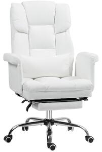 HOMCOM Sedia da ufficio ergonomica, regolabile in altezza 48-56 cm, schienale reclinabile, poggiapiedi, bianca | Aosom Italy