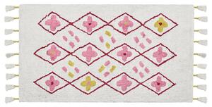 Tappeto in cotone multicolore con motivo geometrico e nappe 80 x 150 cm camera da letto soggiorno Beliani