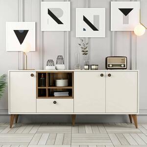 Credenza crema 180x35x81h cm 3 ante e 1 cassetto - Lucertola