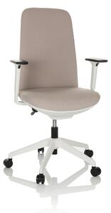 Sedia da ufficio NESTORA, rivestita in tessuto beige, regolabile in altezza, con braccioli