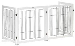 PawHut Cancelletto a 4 pannelli per Cani e animali Recinzione Autoportante con Piedini, 305x82 cm, Bianco | Aosom Italy