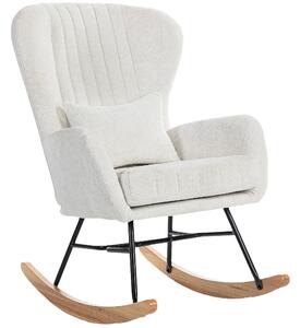 HOMCOM Poltrona a dondolo, sedia a dondolo con cuscino, seduta imbottita, schienale alto, 67 x 88 x 104 cm, bianco | Aosom Italy