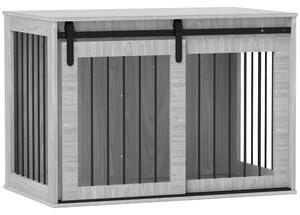 PawHut Box per cani con porta scorrevole, ventilazione, pannello di truciolato e acciaio, 98x58x61 cm, Grigio | Aosom Italy