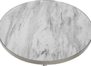 Tavolino da Salotto Base Argento Effetto Marmo Bianco tavolo laterale Beliani
