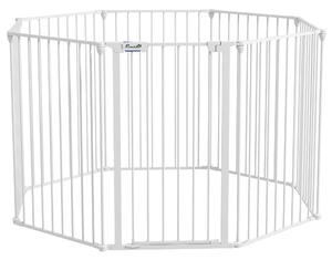 PawHut Recinto 2-in-1 per cuccioli e barriera, 8 pannelli, porta bloccabile, acciaio, altezza 90 cm, bianco | Aosom Italy