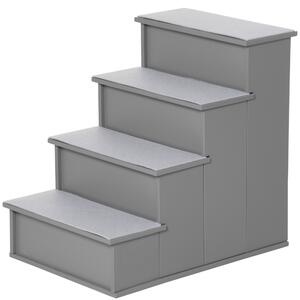 PawHut Scala con 4 gradini, pelo corto, cani/gatti e animali, fino a 30 kg, 40x59x54,2 cm, Grigio | Aosom Italy