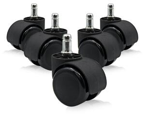 Set di 5 ruote girevoli in gomma per sedie da ufficio e gaming, con capacità di carico fino a 150 kg, diametro 11 mm - (10 set)