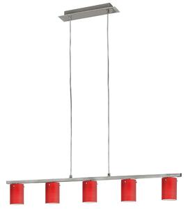 Elegante lampada a sospensione con paralume in vetro rosso