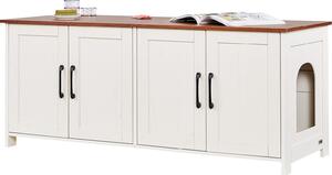 Armadio per lettiera - Mobili per lettiera in legno - 120 x 45 x 50 cm - Con 4 ante e 2 ingressi - Per interni - Adatto alla maggior parte delle lettiere - Marrone e bianco