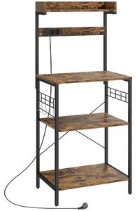 HOMCOM Scaffale da Cucina con 2 Prese Ripiano per Microonde Ripiano Regolabile Ganci 60x42x137 cm Marrone Rustico | Aosom Italy