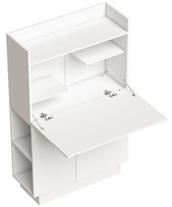 HOMCOM Scrivania per computer pieghevole, scrivania per PC con piano ribaltabile, ripiani e armadietto, 80 x 30 x 128 cm, bianco | Aosom Italy