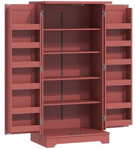 HOMCOM Armadio a 5 livelli da Cucina con Ante e Ripiani Regolabili in Effetto legno, 60x40x120 cm, Rosso | Aosom Italy