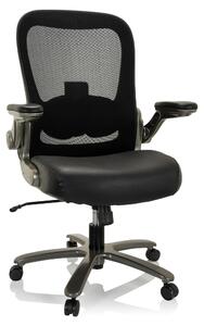 Sedia da ufficio XXL modello INSTRUCTOR, rivestita in mesh e pelle, colore nero, capacità massima di 220 kg