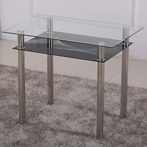 Tavolo da pranzo in vetro HOOZ con vetro di sicurezza da 6 mm e bordo smussato - tavolo in vetro per sala da pranzo/tavolo da cucina (90x60x75cm, nero)