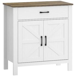 HOMCOM Credenza buffet, mobile cucina in stile country con ante scorrevoli e ripiano regolabile, Bianco | Aosom Italy