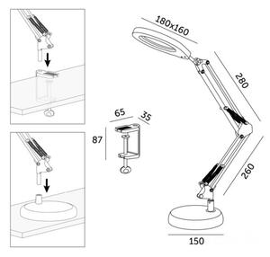 Lampada da tavolo LED dimmerabile con lente d'ingrandimento 2 in 1 AURIQ LOUPE LED/10W/5V 3000/4000/6500K bianca