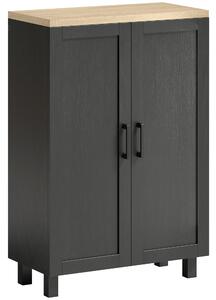HOMCOM Credenza da Soggiorno Stretta a 2 Ante Armadio Cucina con Ripiano Regolabile per Ingresso 60x30x90 cm Nero | Aosom Italy