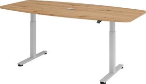 Tavolo da conferenza bümö elettrico XMST22 - struttura: argento, decorazione: rovere nodoso