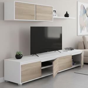 Mobile soggiorno moderno 200cm bianco e rovere - Amir