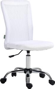 Vinsetto Sedia ergonomica per ufficio regolabile in altezza base cromata girevole a 360° imbottitura in rete bianca