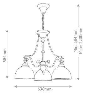Quoizel QZ-LARISSA-3P-CH - Lampadario a catena in stile Tiffany LARISSA 3xE27/60W/230V