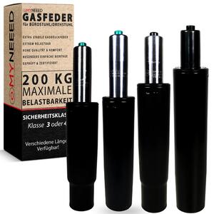 Sedia da ufficio, pistone a gas, portata fino a 200 kg, ammortizzatore a gas per sedie girevoli, lunghezza: 200 mm, colore nero