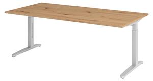 Scrivania bümö serie XB - Struttura: argento, finitura: rovere nodoso, dimensioni: 200 x 100 cm