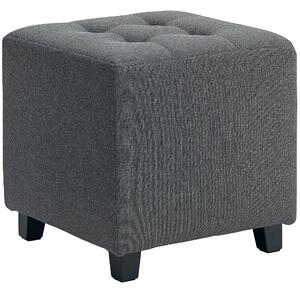 HOMCOM Poggiapiedi da salotto, pouf, seduta imbottita capitoné in tessuto effetto lino con tasca laterale, 35 x 35 x 35 cm, grigio | Aosom Italy